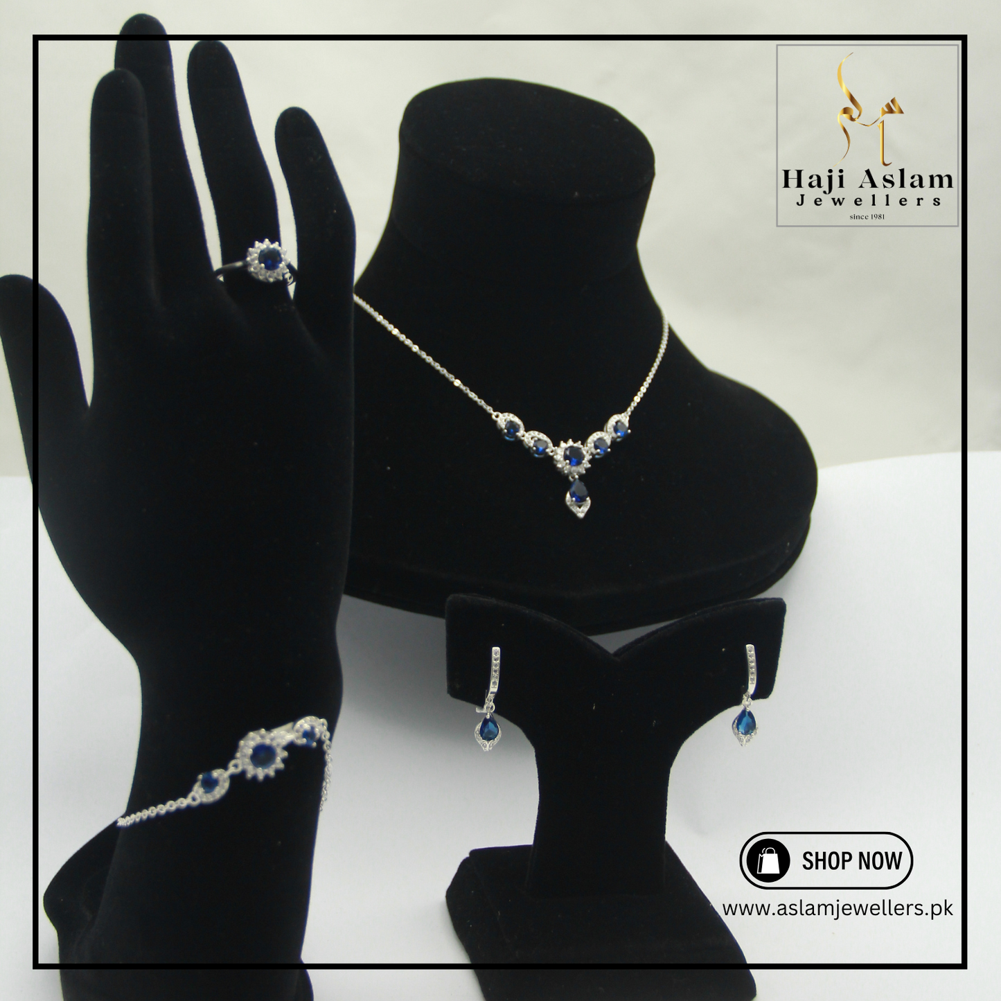 Sapphire Opulent Loop 4pcs. Set - 925 Silver (Chandi)