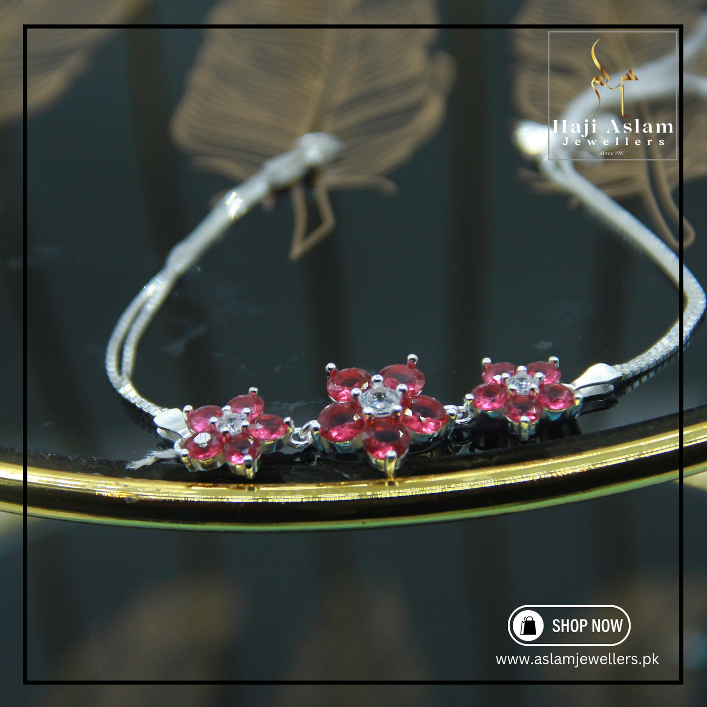 Scarlet Blossom Floral Bracelet - 925 Silver (Chandi)