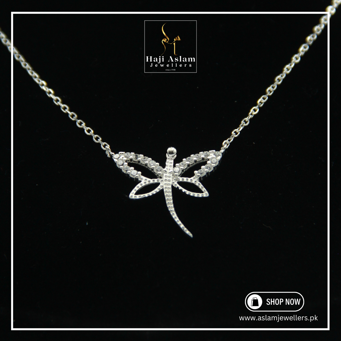 Enchanted Dragonfly Pendant Necklace - 925 Silver (Chandi)