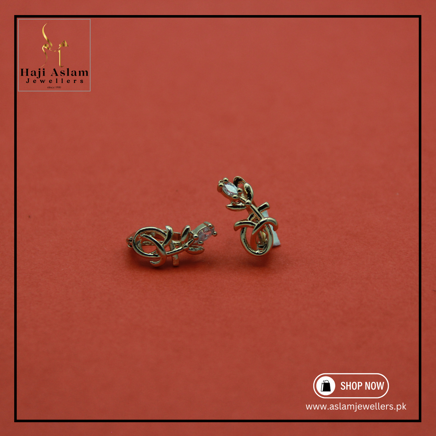 Golden Tiny Leaf-Shaped Earstuds (Artificial)