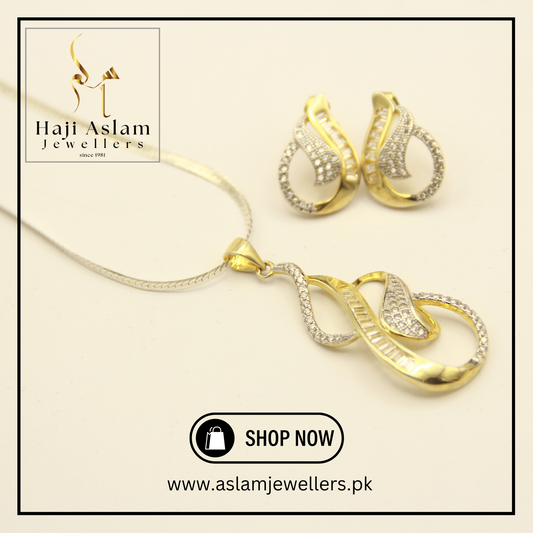 Aurelia Gold-Plated Silver Necklace Set - 925 Silver (Chandi)