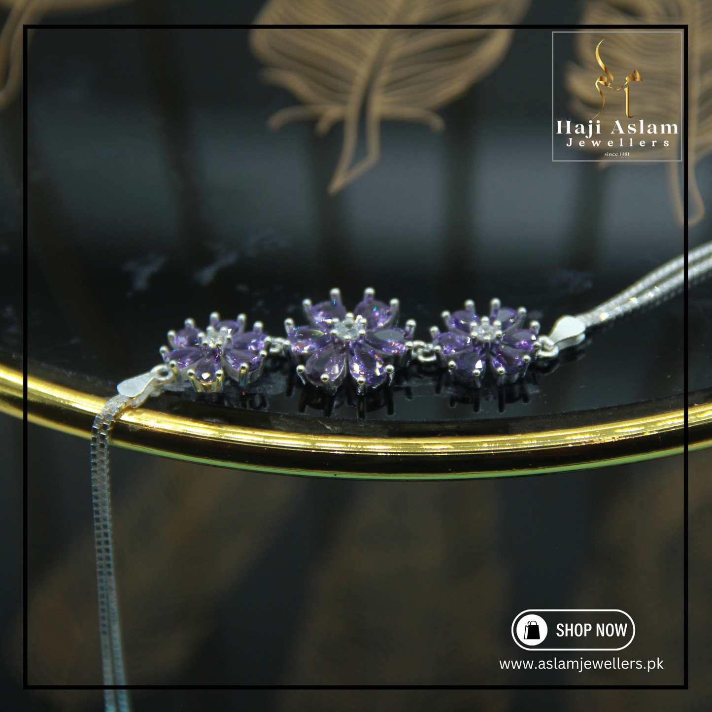 Violet Bloom Floral Bracelet - 925 Silver (Chandi)