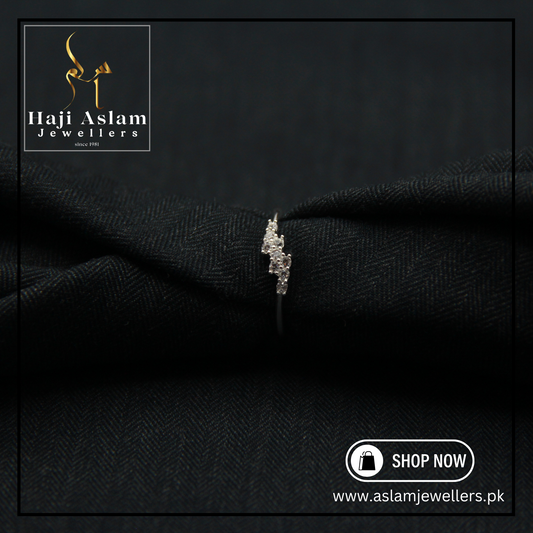 Slim Zircon Line Ring - 925 Silver (Chandi)