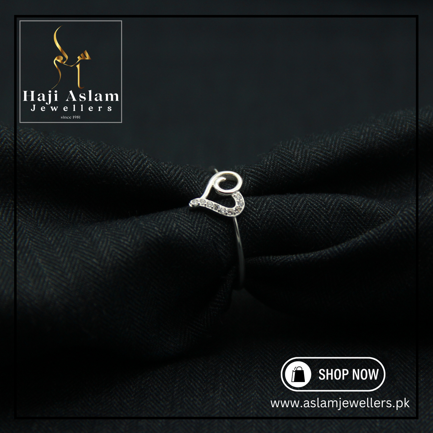 Slim Heart Elegance Ring - 925 Silver (Chandi)