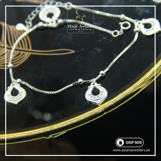 Celestial Drops Anklet Pair – 925 Silver (Chandi)