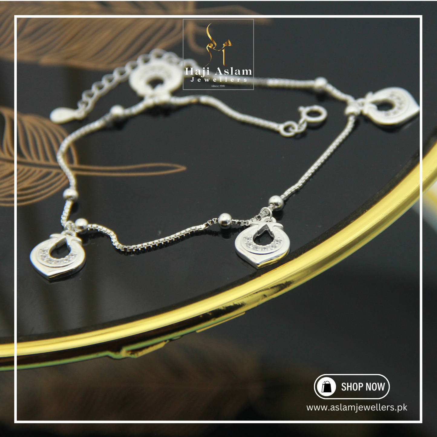 Celestial Drops Anklet Pair – 925 Silver (Chandi)