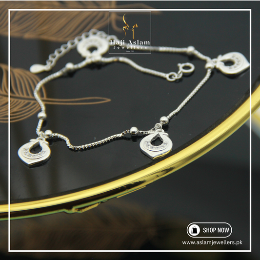 Celestial Drops Anklet Pair – 925 Silver (Chandi)