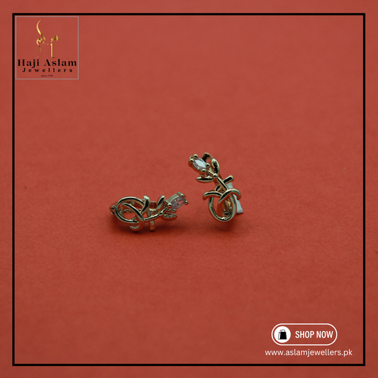 Golden Tiny Leaf-Shaped Earstuds (Artificial)