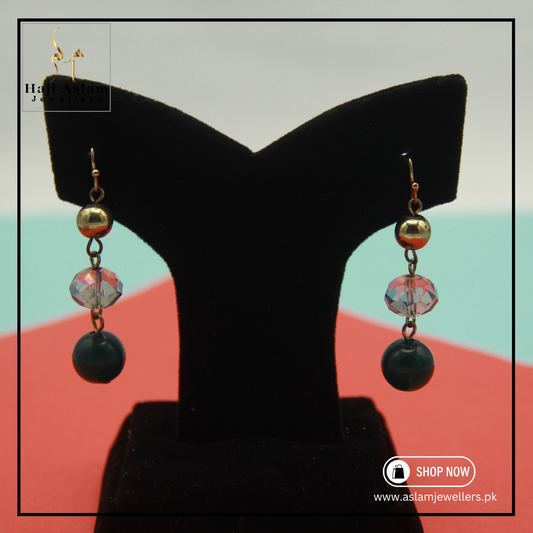 Trinity Cascade Drop Earrings – Gold, Pearl & Onyx