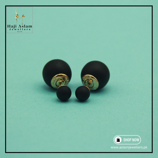 Dior Noir Doublé Studs – Dual-Sided Black Ball Earrings