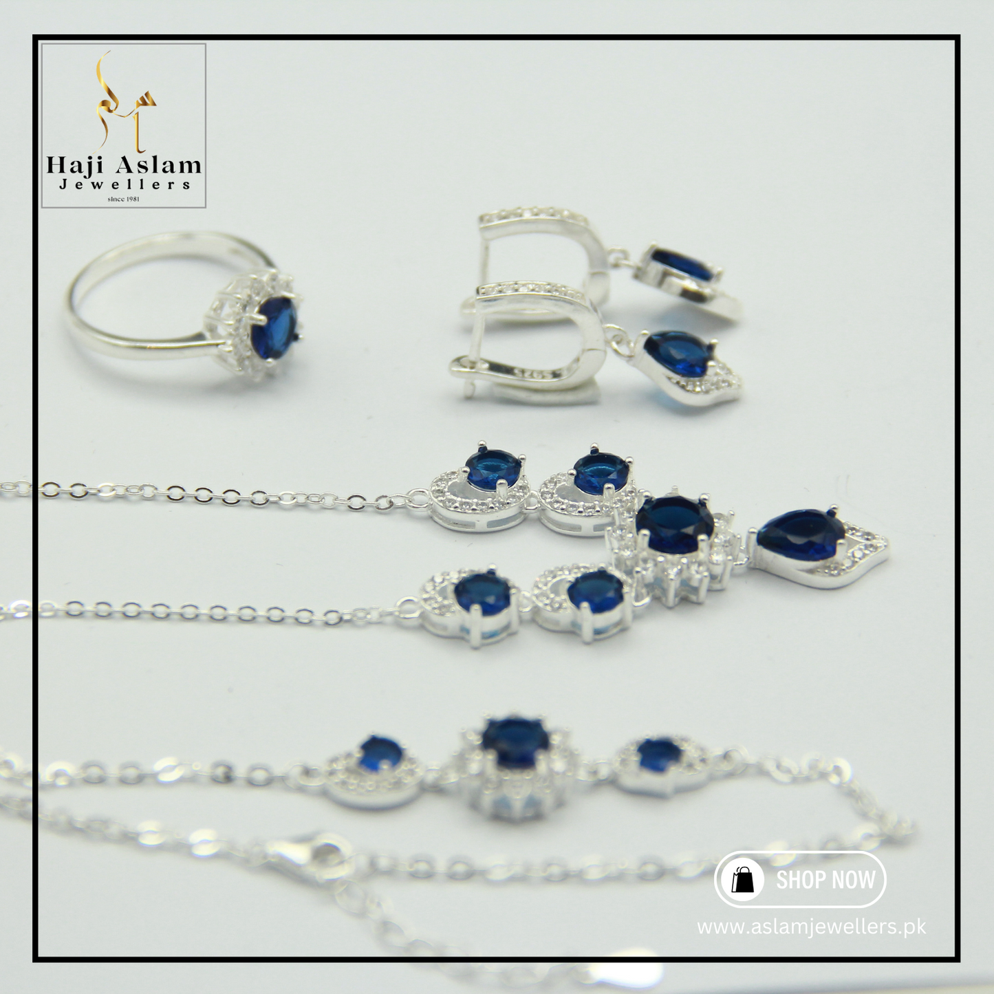 Sapphire Opulent Loop 4pcs. Set - 925 Silver (Chandi)