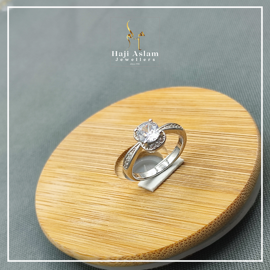 Harmony Leaf Solitaire Engagement Ring - 925 Sterling Silver (Chandi)