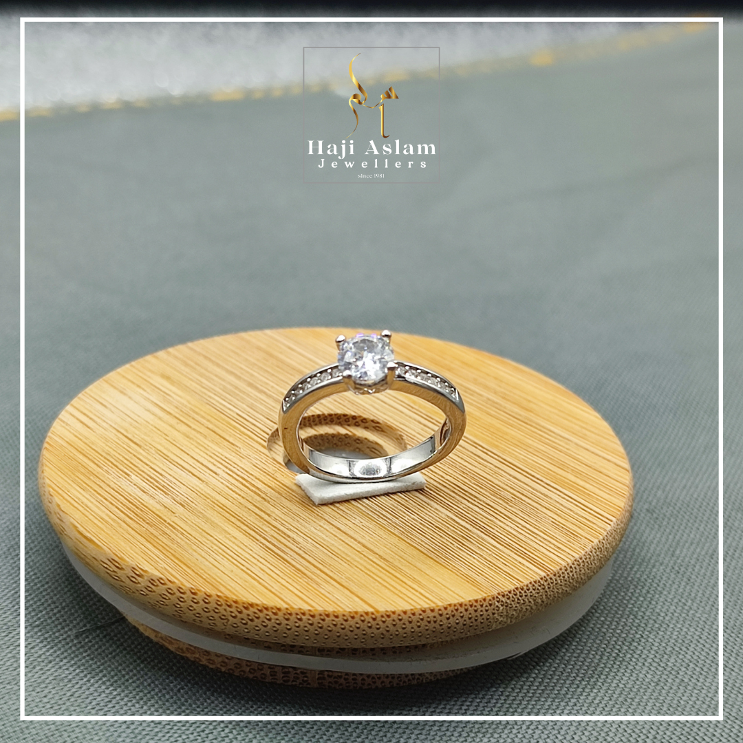 Luminous Tide Solitaire Ring - 925 Sterling Silver (Chandi)